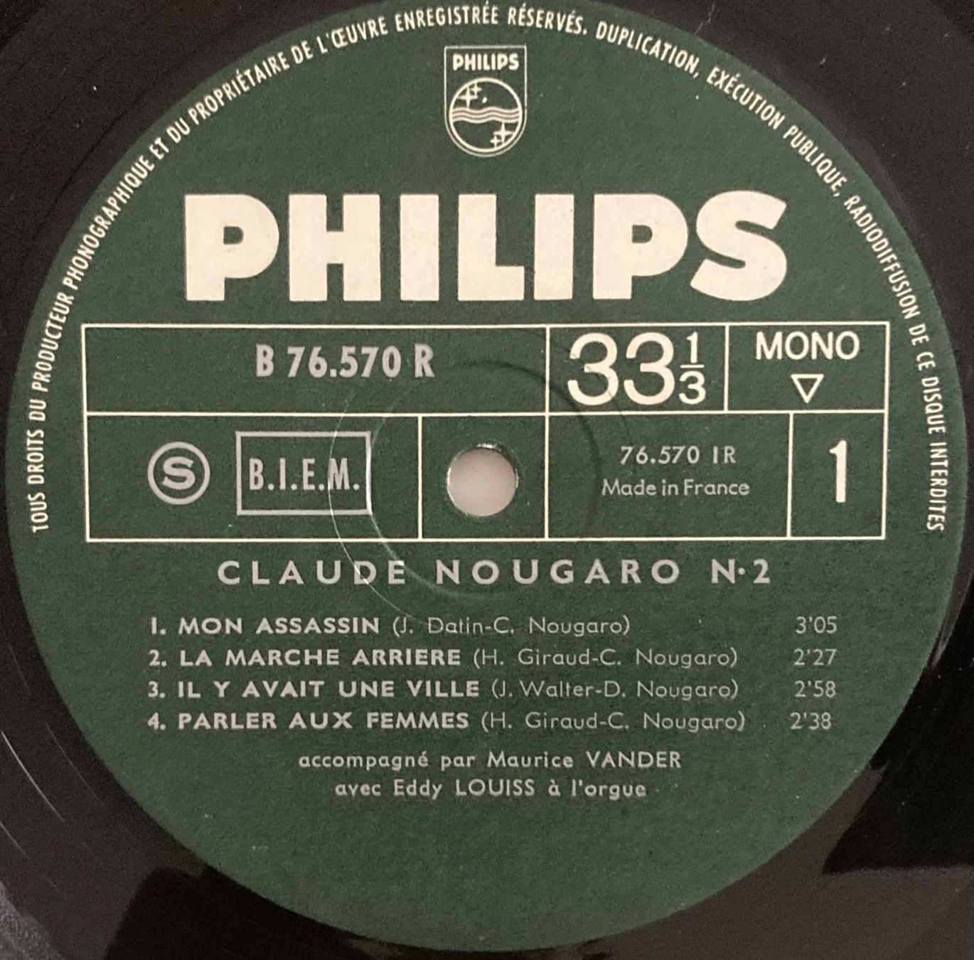 Schallplatten: CLAUDE NOUGARO - N°2 – Gebraucht aus Poliez-Pittet von Newtown-Records 2