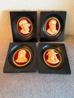 Set von 4 Vintage Porträts Rahmen Reliefs Wanddekoration