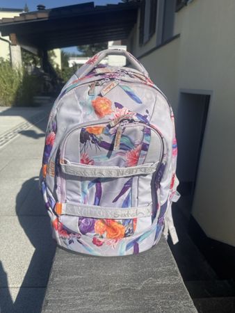 Satch x Naito Schulrucksack violett mit Blumen Muster 