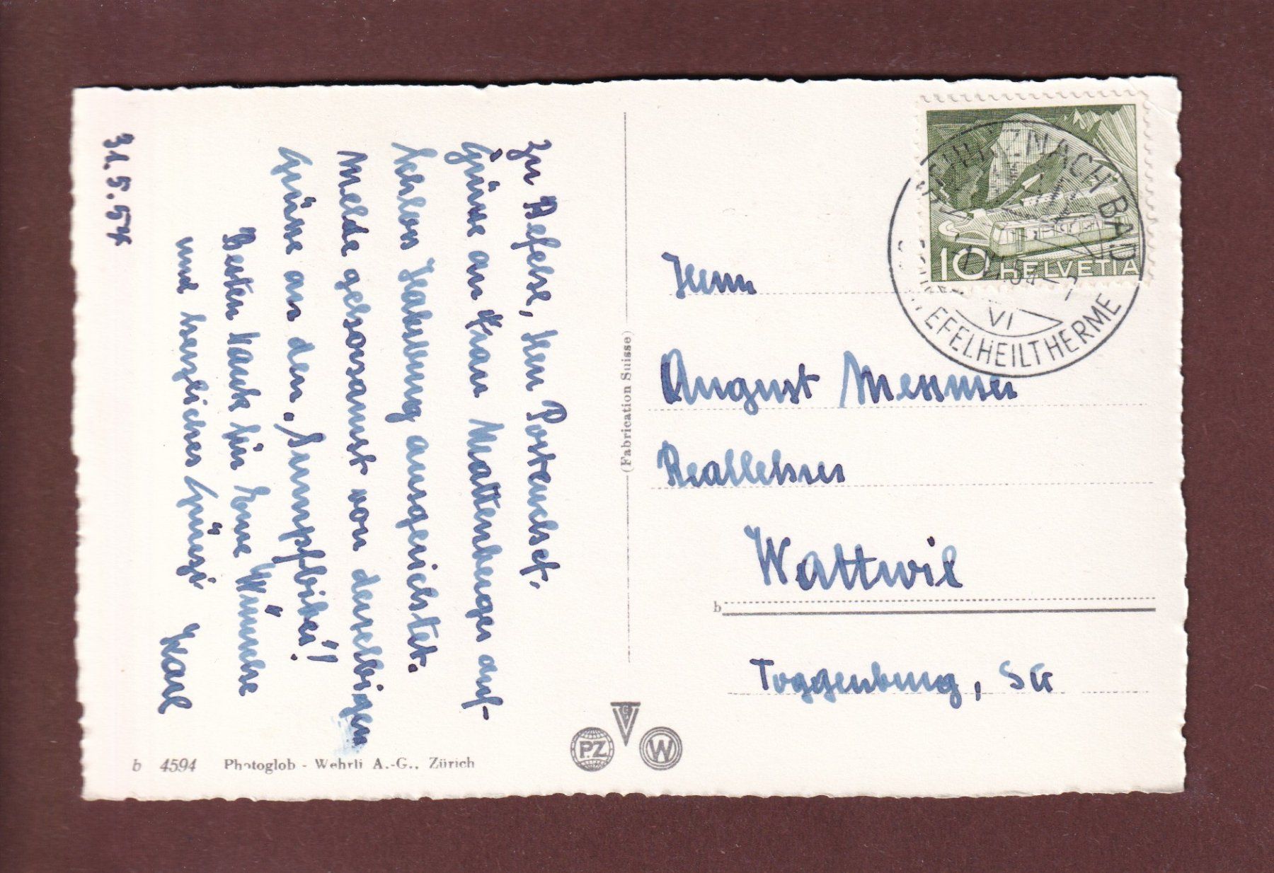 Cartoline postali: SCHLOSS HABSBURG - 1954 – Usato da Pully venduto da nicecards 1