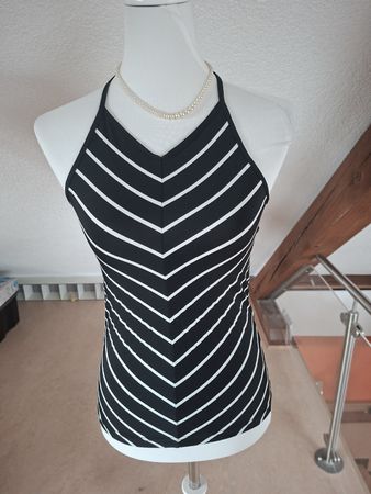 Hennes Top, Grösse S, Neckholder, Schwarz/Weiss gestreift