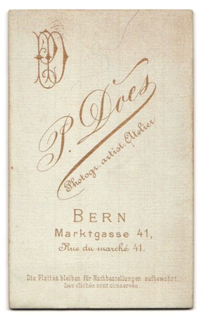 Fotografie & Manifesti: Fotografie P. Does, Bern, Marktgasse 41, – Usato da Berlin venduto da bartko-reher 1
