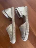 Goldene Espadrilles Wedges Sommer Sandalen Schuhe 40