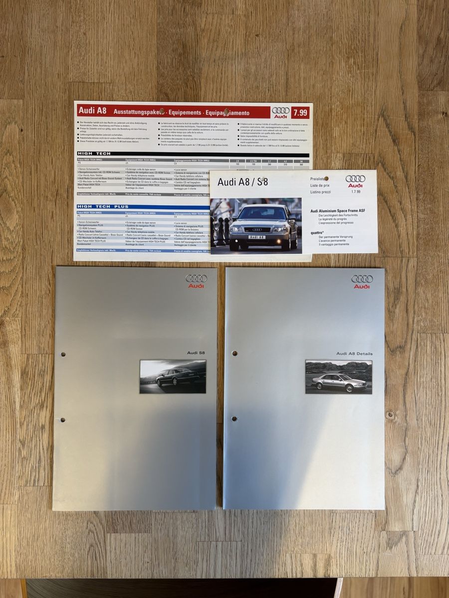 Audi Documenti: Audi A8/S8 Prospekte, Preisliste, 1998 / 1999 – Usato da Freienstein venduto da Golfbueb