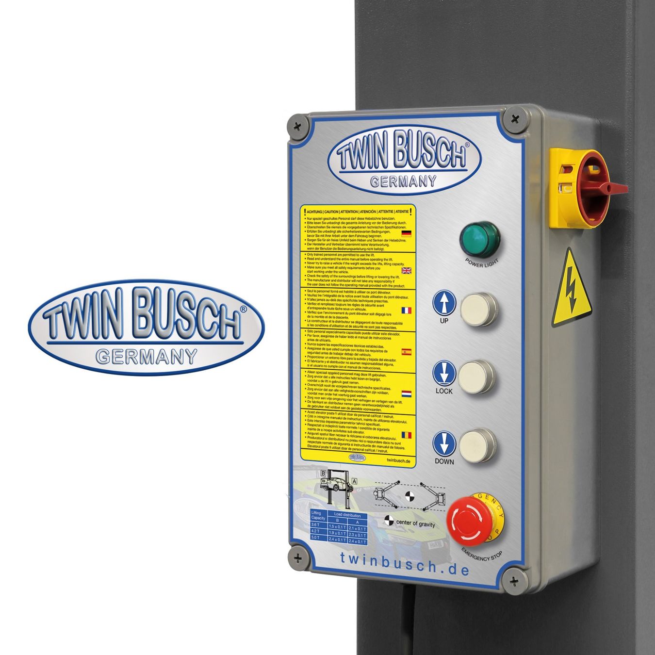 Twin Busch Piattaforme elevatrici & Crick: 2 Säulen Hebebühne 4.2 t - BASIC autom. Entriegelung - Grau – Nuovo e nell'imballaggio originale da Rüthi (Rheintal) venduto da Toptool 7