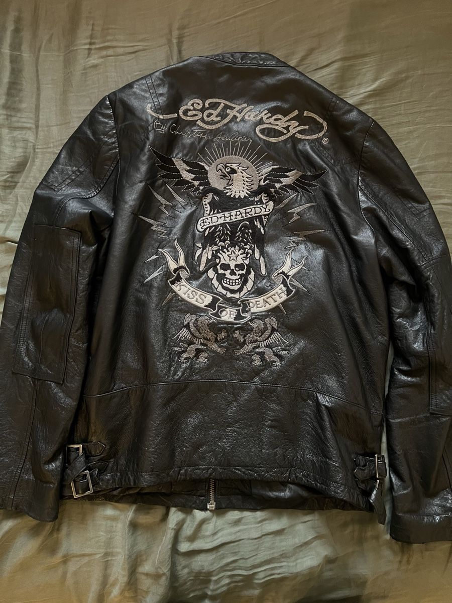 Giacche: Ed Hardy Lederjacke, Gr. M, Schwarz – Usato da Zürich venduto da Levin.S 1