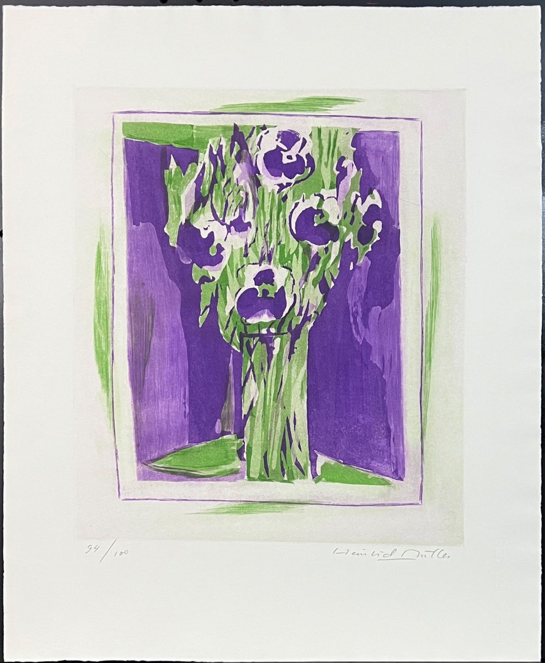 Grafiken & Lithographien: Heinrich Müller. Blumenstillleben. Farblitho. – Gebraucht aus Zumikon von tesoro8853 2