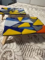 2 Hand gemachte Glasfusiontischchen