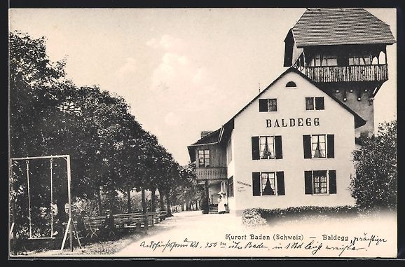 Cartoline postali: AK Baden, Hotel Baldegg, 1907 – Usato da Berlin venduto da bartko-reher