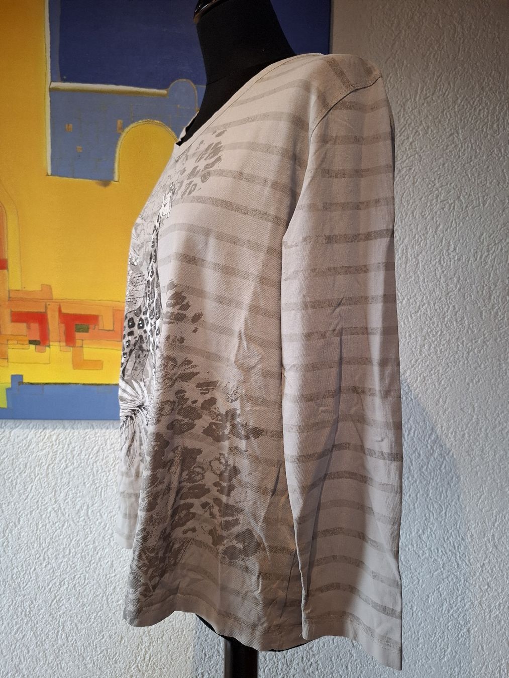 T-shirt: Gr XL Damen Langarmshirt Beige grau Giraffe basic nr 38 – Usato da Vinelz venduto da sonnenmond77 4