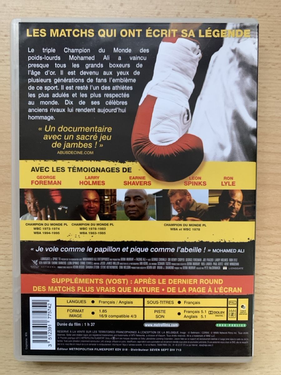 Tutti i DVDs: DVD documentaire Facing Ali Mohamed Ali boxe Metropolitan – Usato da Salavaux venduto da Lune_Diurne 1