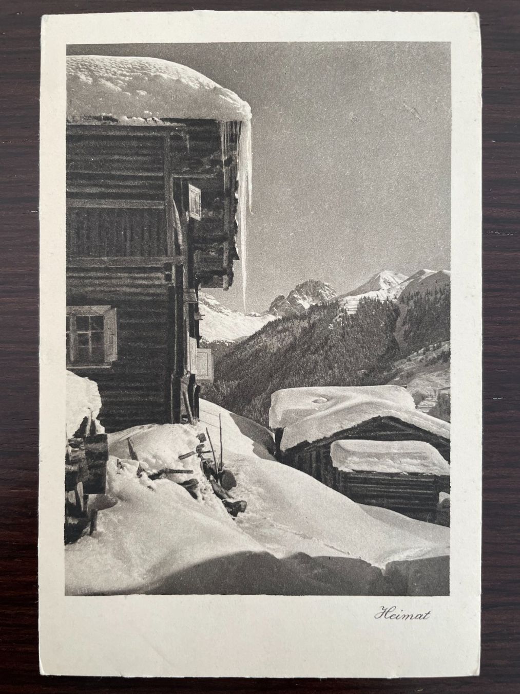 Cartoline postali: SCHUDERS mit Sulzfluh im Winter, Schnee, Mischol, "Heimat" – Usato da Wald ZH venduto da TLILEF