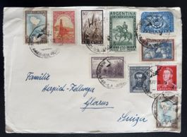 Argentinien 1956 Brief nach Glarus Schweiz 10 Marken Buntfra