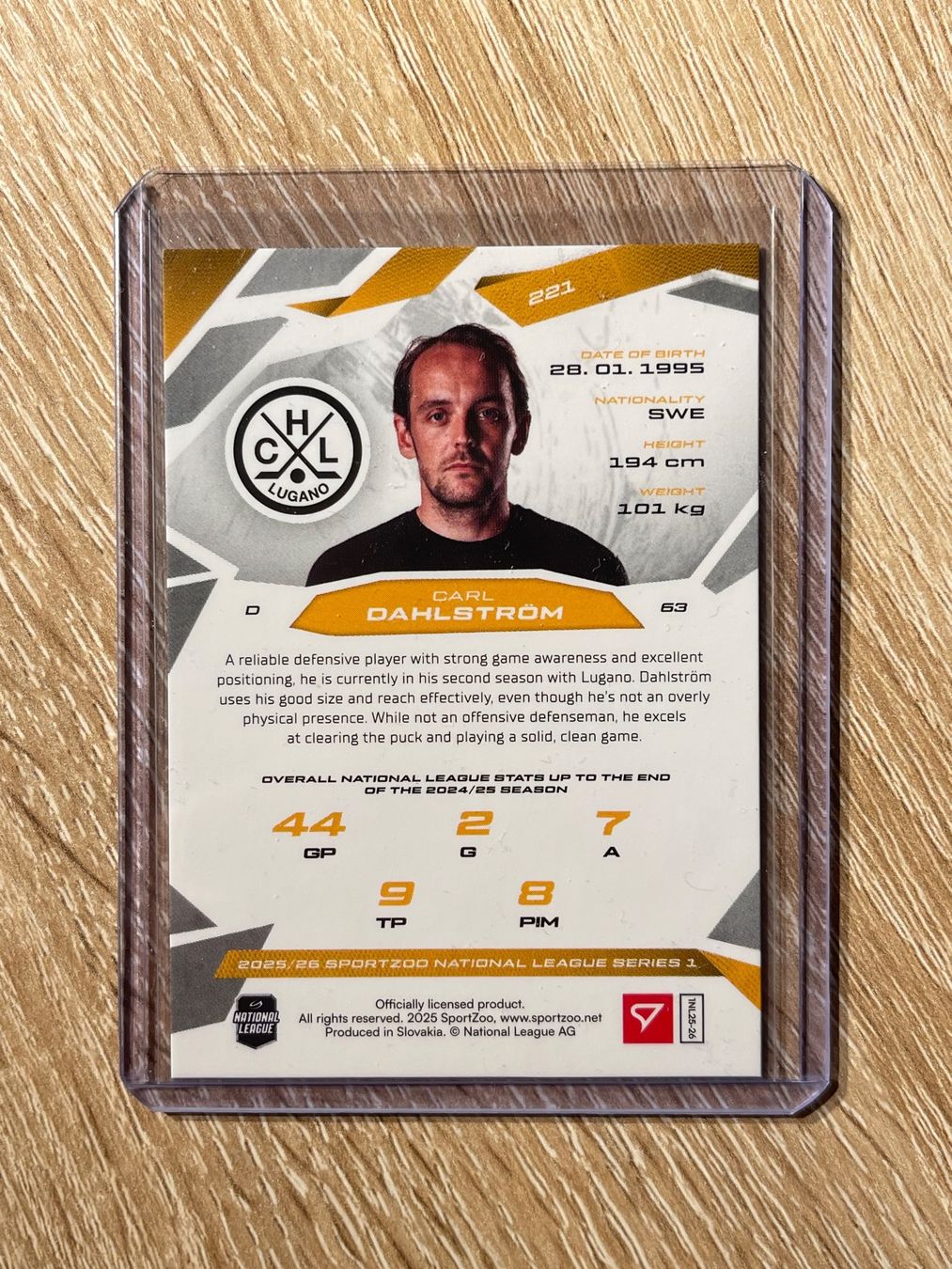 Sportzoo Carte collezionabili: Carl Dahlström HC Lugano 05/10 – Usato da Thun venduto da Suomitiger 1