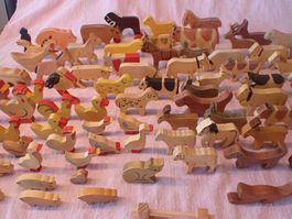 80 Bauernhof Tiere aus Holz Kühe Pferde Hühner Schafe Enten