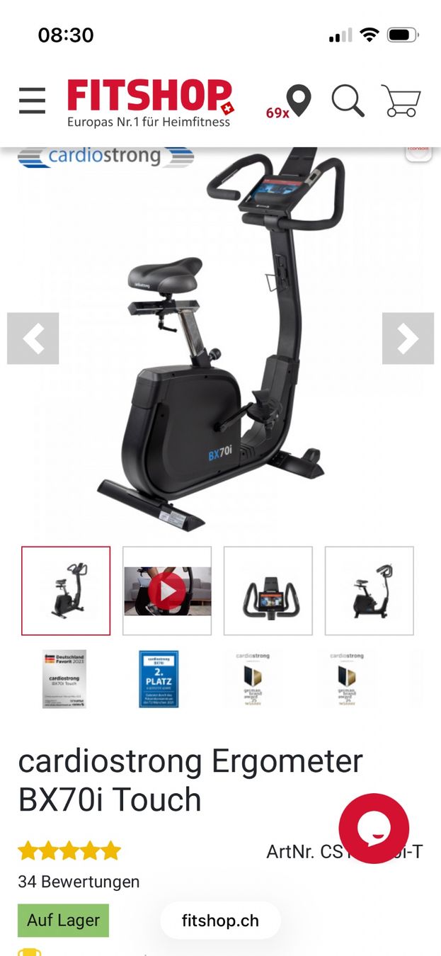 CardioStrong Hometrainer: cardiostream Ergometer BX70i  selten gebraucht – Usato da Altenrhein venduto da knarf03