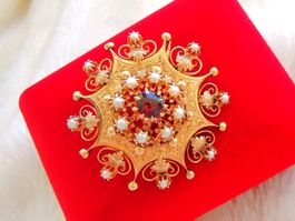 Brosche Handarbeit 18K 750 Gold neuwertig
