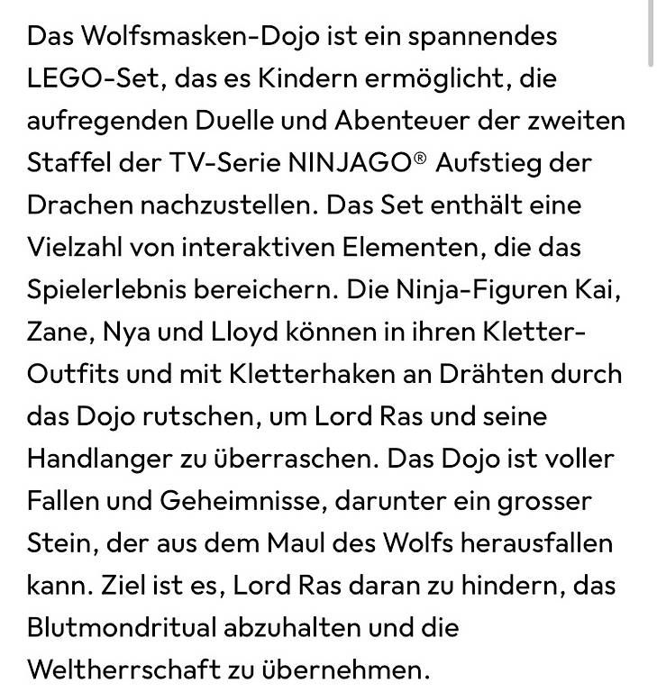 Baukästen: Lego Ninjago Wolfsmasken  Dojo 71813 – Gebraucht aus Lyss von stubenwagen 4