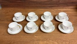 8 Espressotassen mit Untertellern, Goldrand, Top Zustand