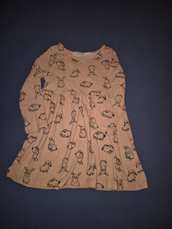 Süsses Mädchen Kleid Grösse 98 mit Hasen Motin von H&M.