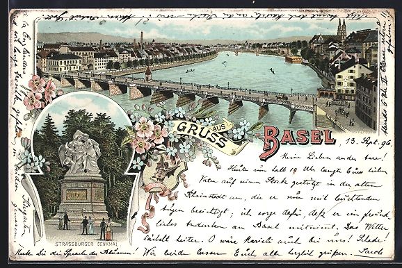Cartoline postali: Litho Basel, Strassburger Denkmal, Total – Usato da Berlin venduto da bartko-reher