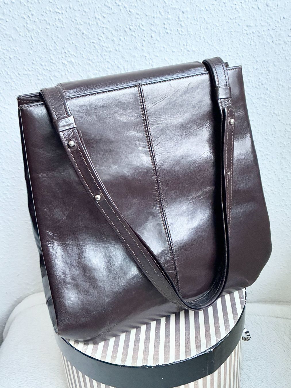 Borse da donna: Braune Vintage Leder Damen Handtasche – Usato da Kloten venduto da Nephty 4