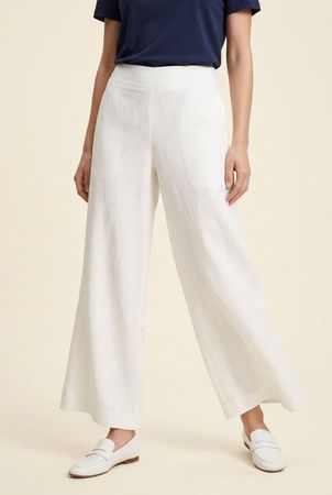 H&M Pantalon 100% Lin Blanc Fluide Large T. 42