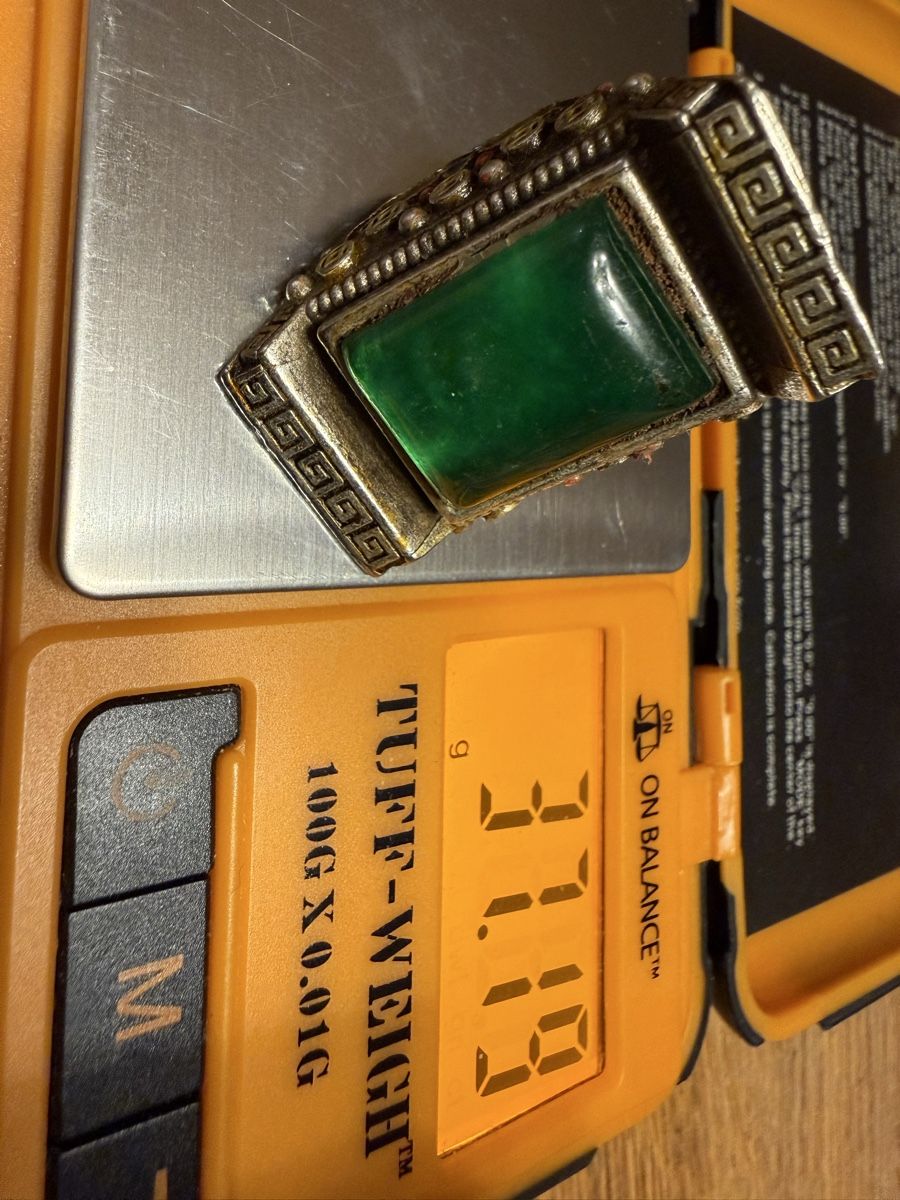 Anelli: Antiker Ring / Grünem Stein chinesischem Zeichen Fingerring – Usato da Goldach venduto da Messerguru 5