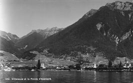Villeneuve (VD) Pointe d’Aveneyre Dorf und See Panorama