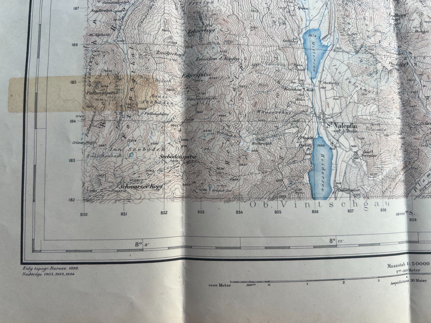 Landkarten & Atlanten: Carte Reschenscheideck 1898-1924, St. Valentin, Tyrol! – Gebraucht aus Savigny von dor_5v9q 6