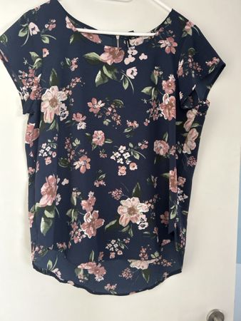 Bluse von Vero Moda, Grösse L, blau mit Blumenmuster 