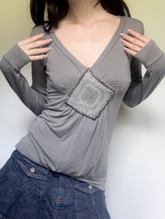 vintage rinestone longsleeve top