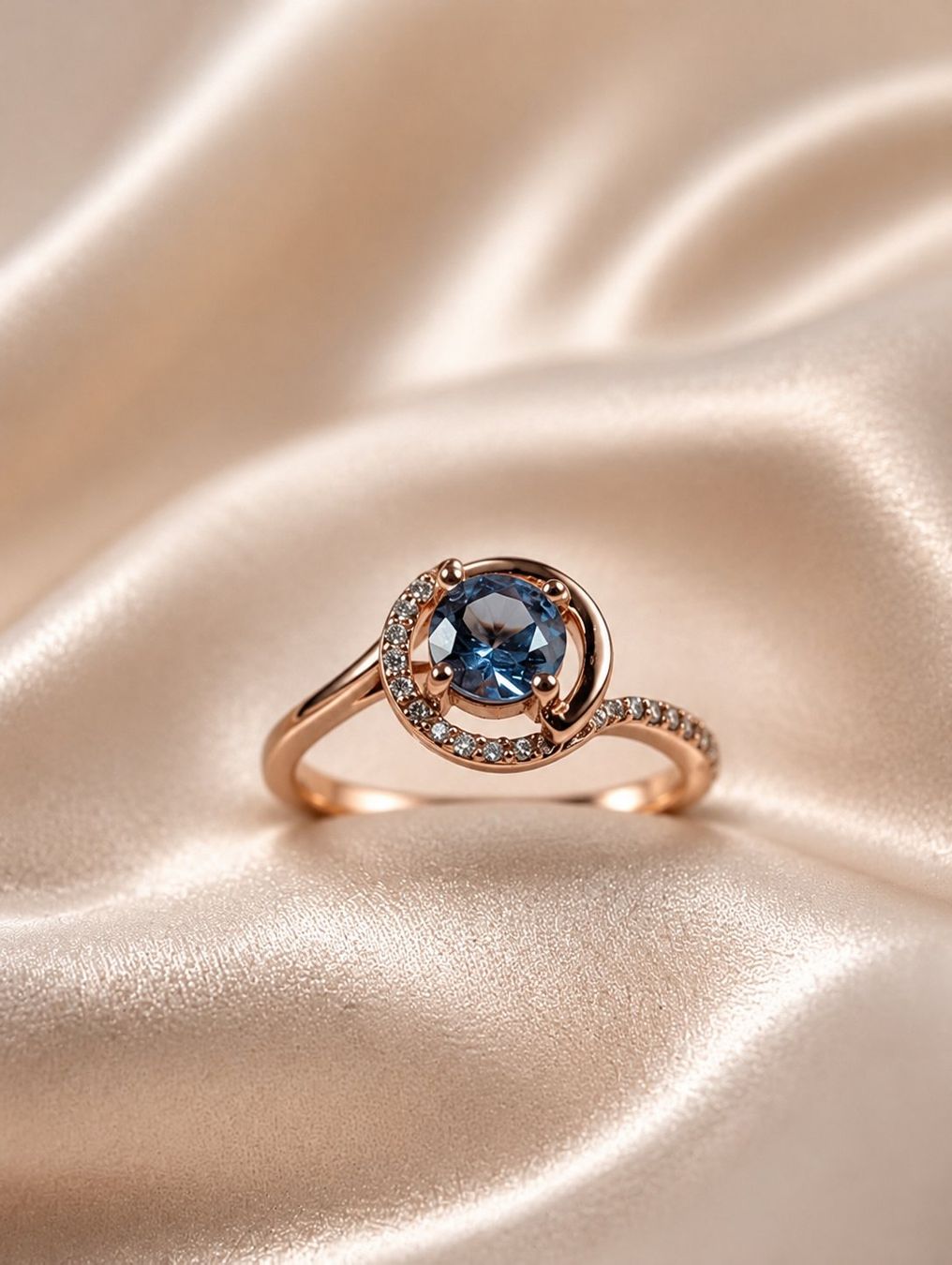 Anelli: 925 Silber Ring Vermeil Rosé mit blauem Stein – Usato da Kreuzlingen venduto da _Mic_