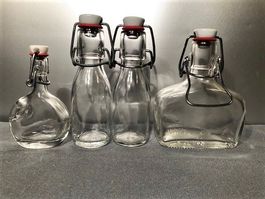 ‼️nun = 6.- Fr. !!‼️ 4 GLAS Flaschen alt. Flaschenverschluss