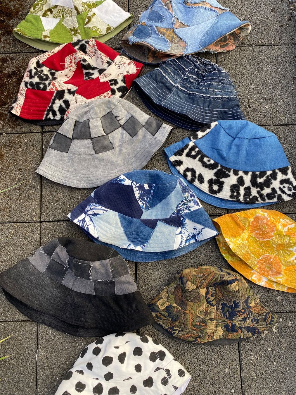 Copricapi, berretti & cappellini: Buckethat, Schachmuster, jeanstoff, Grautöne , Sommerhut – Nuovo e nell'imballaggio originale da lommis venduto da inf_thv8 7