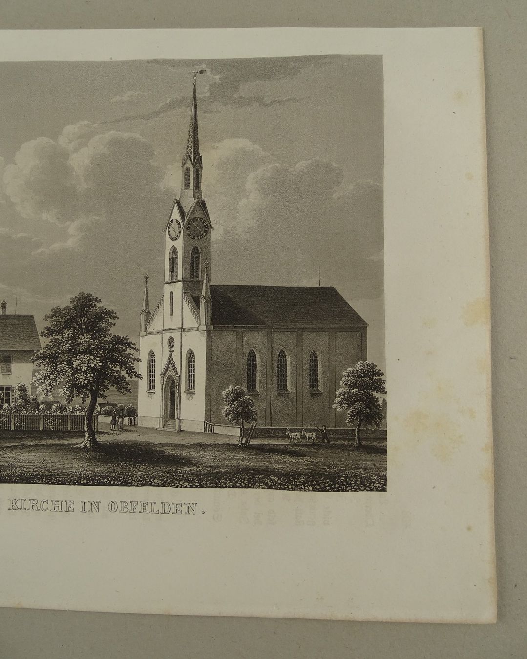 Incisioni: KIRCHE IN OBFELDEN, AQUATINTA, 1853 – Usato da Grüningen venduto da Kartensammler 4