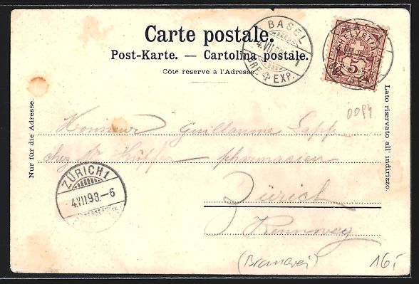 Cartoline postali: Litho Basel, Hotel Schweizerhof von E. G – Usato da Berlin venduto da bartko-reher 1