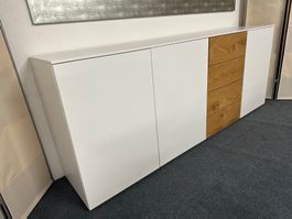 Sideboard GARDA Lack weiss 4 Schubladen Wildeiche 200 x 79cm