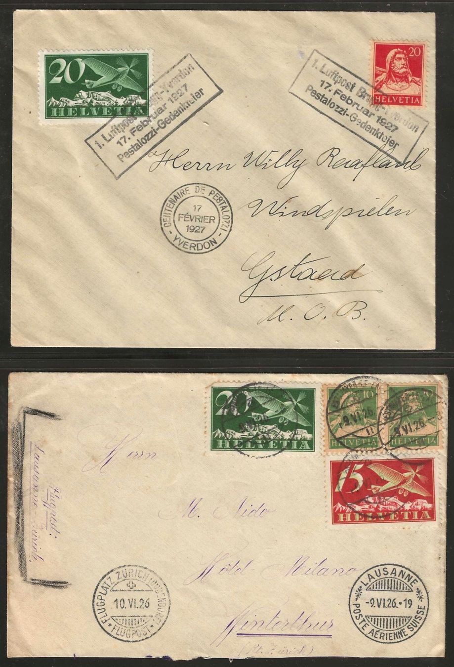 Tutti i francobolli: 1926/1927 : 2 CH Flugpost Briefe – Usato da Gümligen venduto da Geniusbuy
