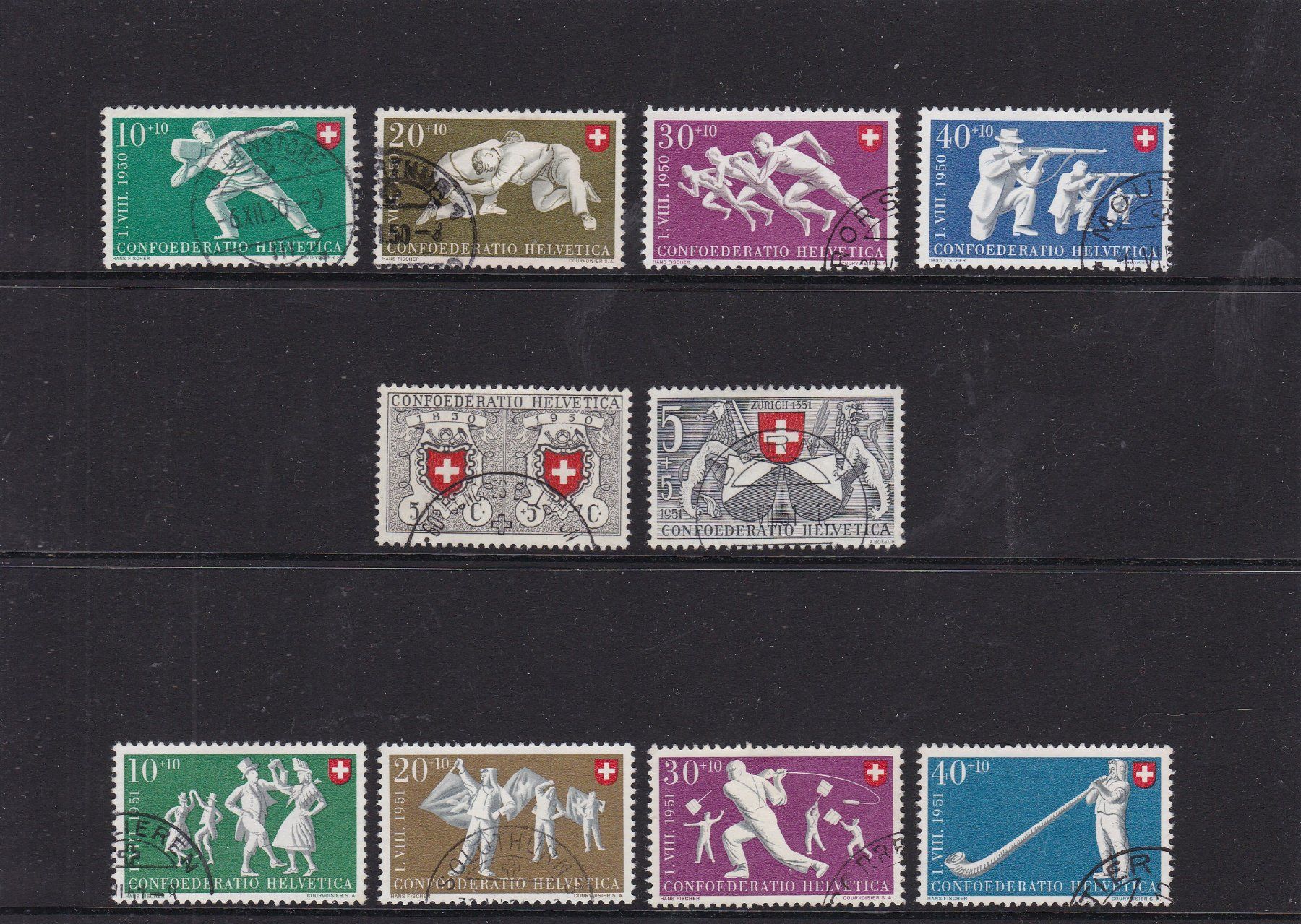 Tutti i francobolli: Bundesfeiermarken 1950/1951 – Usato da Gretzenbach venduto da Sikim