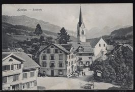 Nesslau - Dorfplatz   1907  belebt