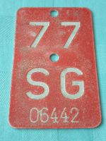 Fahrradnummer Velonummer SG 77