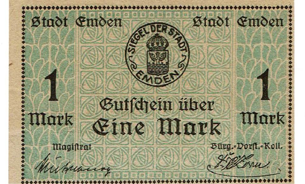 Banconote: Emden 1 Mark 01.02.1919 VZ+-VZ++ – Usato da Steffisburg venduto da ber_8htf