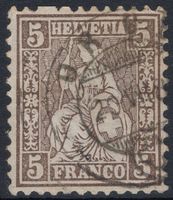 5 Rp. Sitzende Helvetia mit ABART Blindzahn oben links