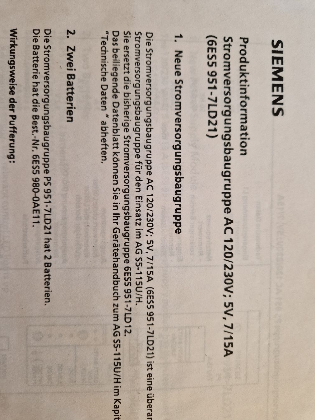 Siemens Componenti elettronici: Siemens SIMATIC S5 Stromversorgung 6ES5951-7LD21 – Usato da Bassersdorf venduto da Baerwid 3