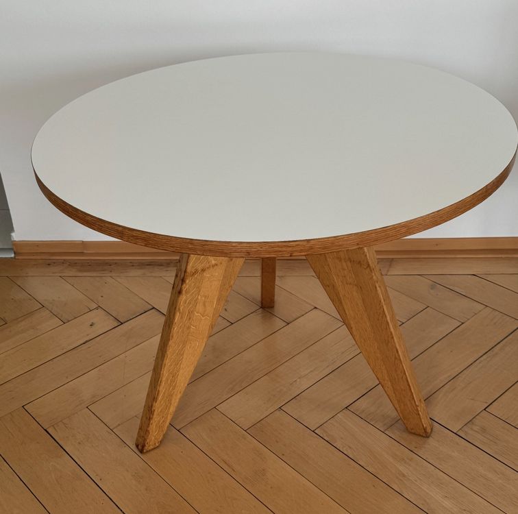 Vitra Guéridon Tisch - Jean Prouvé, weisse HPL Platte, 95cm 5