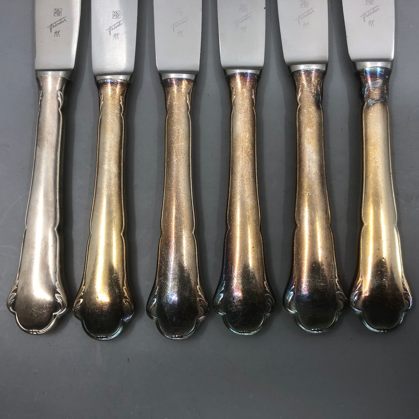 WMF Posate: 7 Vorspeisemesser versilbert WMF Modell 2700 – Usato da Basel venduto da Tiabeanie 2