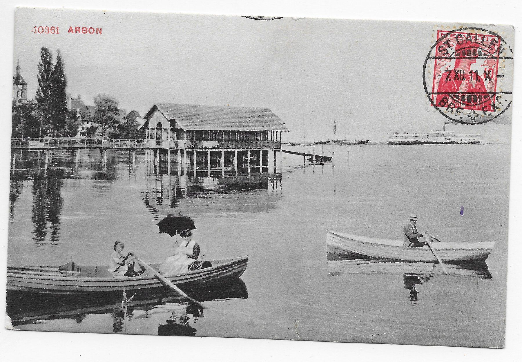 Ansichtskarten: Badeanstalt in Arbon um 1911 – Gebraucht aus Hefenhofen von Richsalz