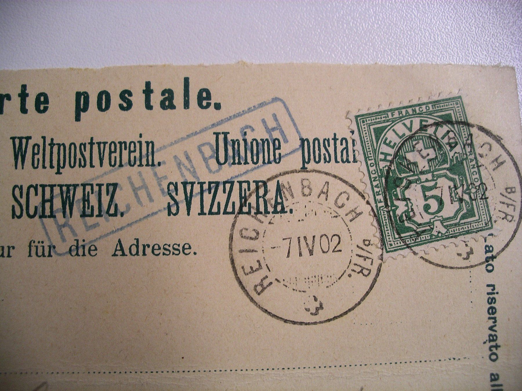 Ansichtskarten: farbigeLithoAK   REICHENBACH, mit BahnSTempel – Gebraucht aus Oberhofen am Thunersee von luuping99 2