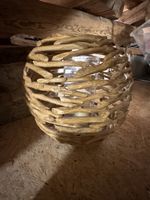 Rustikale Holzkugel Lampe mit Glaszylinder, Herbstdeko